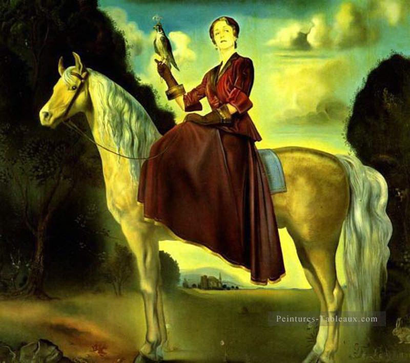 Portrait fantastique équestre de Lady Dunn Salvador Dali Peintures à l'huile